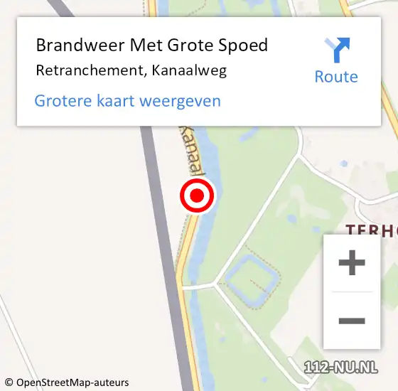 Locatie op kaart van de 112 melding: Brandweer Met Grote Spoed Naar Retranchement, Kanaalweg op 30 november 2013 22:43