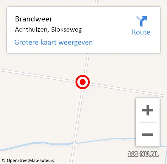 Locatie op kaart van de 112 melding: Brandweer Achthuizen, Blokseweg op 21 december 2015 19:49