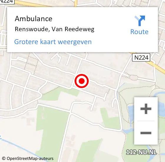 Locatie op kaart van de 112 melding: Ambulance Renswoude, Van Reedeweg op 21 december 2015 19:53