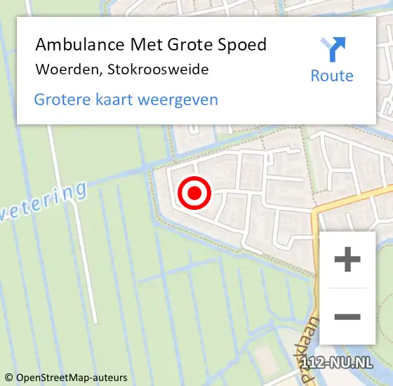 Locatie op kaart van de 112 melding: Ambulance Met Grote Spoed Naar Woerden, Stokroosweide op 21 december 2015 20:02