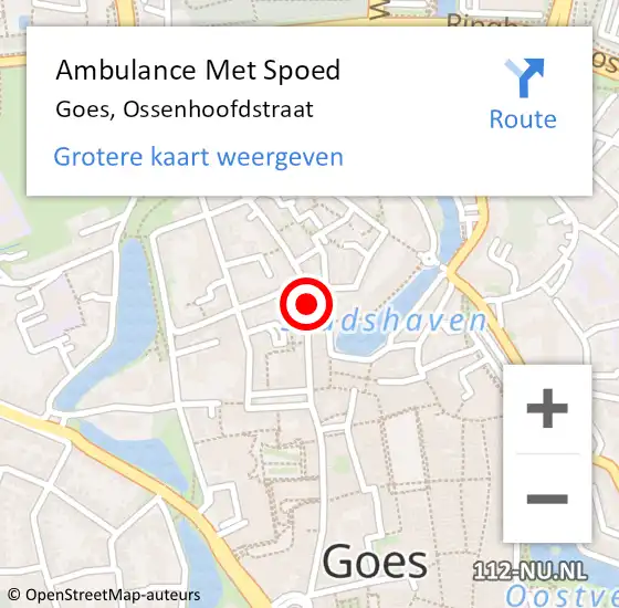 Locatie op kaart van de 112 melding: Ambulance Met Spoed Naar Goes, Ossenhoofdstraat op 21 december 2015 20:27