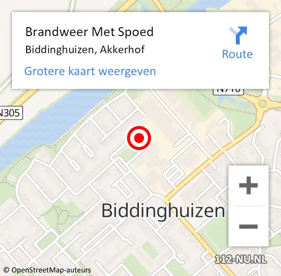 Locatie op kaart van de 112 melding: Brandweer Met Spoed Naar Biddinghuizen, Akkerhof op 21 december 2015 20:46