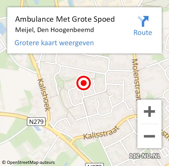 Locatie op kaart van de 112 melding: Ambulance Met Grote Spoed Naar Meijel, Den Hoogenbeemd op 30 november 2013 22:55