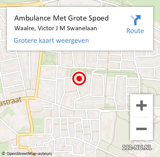 Locatie op kaart van de 112 melding: Ambulance Met Grote Spoed Naar Waalre, Victor J M Swanelaan op 21 december 2015 23:36