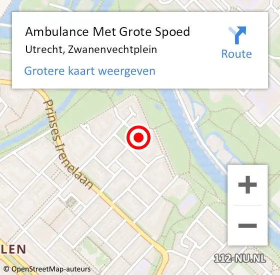 Locatie op kaart van de 112 melding: Ambulance Met Grote Spoed Naar Utrecht, Zwanenvechtplein op 22 december 2015 00:16