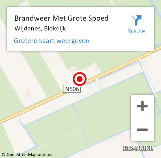 Locatie op kaart van de 112 melding: Brandweer Met Grote Spoed Naar Wijdenes, Blokdijk op 22 december 2015 04:22