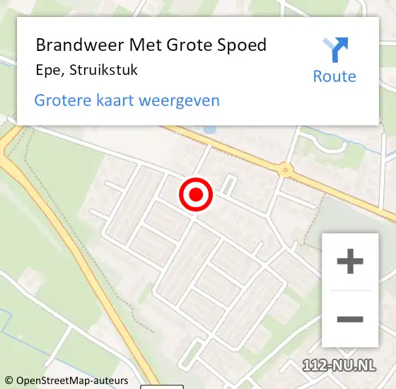 Locatie op kaart van de 112 melding: Brandweer Met Grote Spoed Naar Epe, Struikstuk op 22 december 2015 05:29