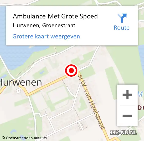 Locatie op kaart van de 112 melding: Ambulance Met Grote Spoed Naar Hurwenen, Groenestraat op 22 december 2015 06:35