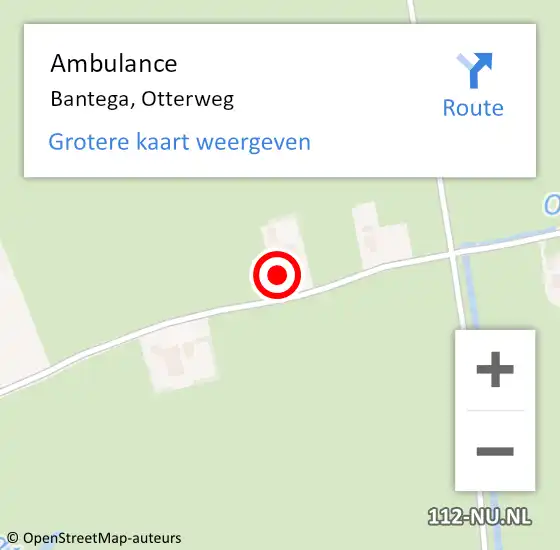 Locatie op kaart van de 112 melding: Ambulance Bantega, Otterweg op 22 december 2015 06:38