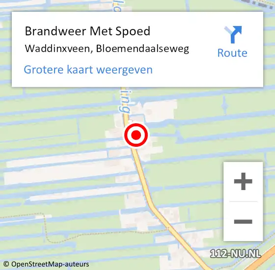 Locatie op kaart van de 112 melding: Brandweer Met Spoed Naar Waddinxveen, Bloemendaalseweg op 22 december 2015 07:50