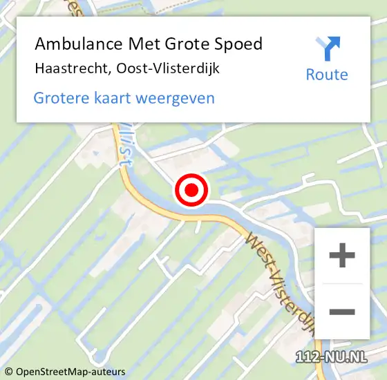 Locatie op kaart van de 112 melding: Ambulance Met Grote Spoed Naar Haastrecht, Oost-Vlisterdijk op 22 december 2015 08:09