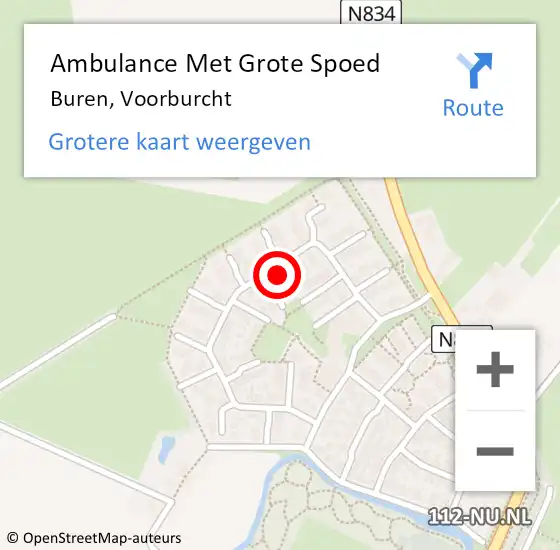 Locatie op kaart van de 112 melding: Ambulance Met Grote Spoed Naar Buren, Voorburcht op 1 december 2013 00:01