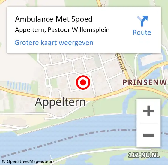 Locatie op kaart van de 112 melding: Ambulance Met Spoed Naar Appeltern, Pastoor Willemsplein op 22 december 2015 09:25