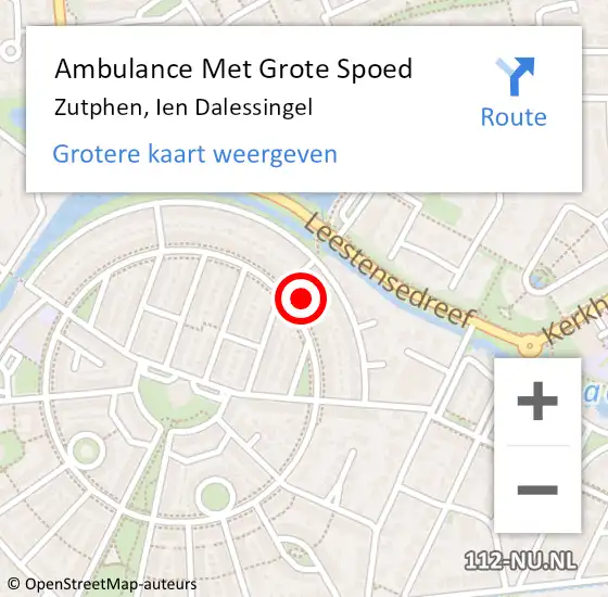 Locatie op kaart van de 112 melding: Ambulance Met Grote Spoed Naar Zutphen, Ien Dalessingel op 22 december 2015 09:40