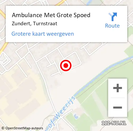 Locatie op kaart van de 112 melding: Ambulance Met Grote Spoed Naar Zundert, Turnstraat op 22 december 2015 09:51