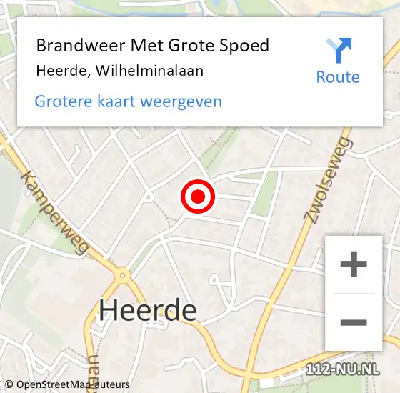 Locatie op kaart van de 112 melding: Brandweer Met Grote Spoed Naar Heerde, Wilhelminalaan op 22 december 2015 11:12