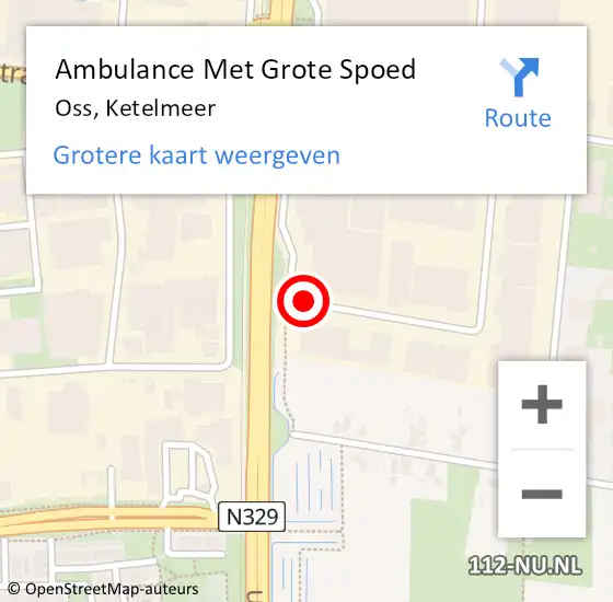 Locatie op kaart van de 112 melding: Ambulance Met Grote Spoed Naar Oss, Ketelmeer op 22 december 2015 12:04