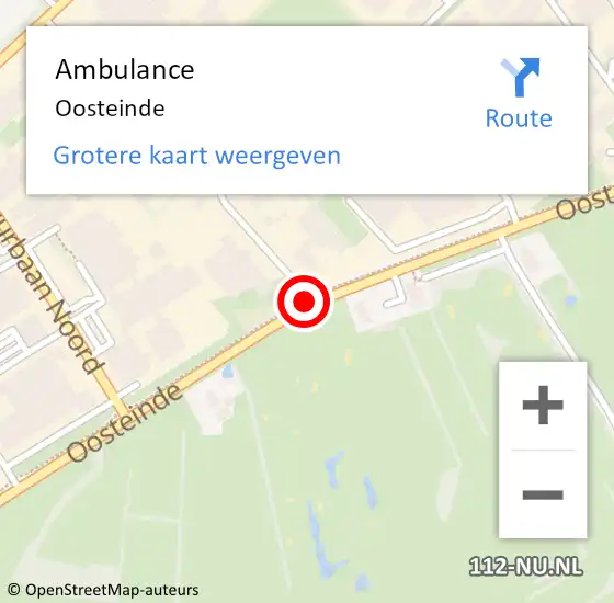 Locatie op kaart van de 112 melding: Ambulance Oosteinde op 22 december 2015 12:41