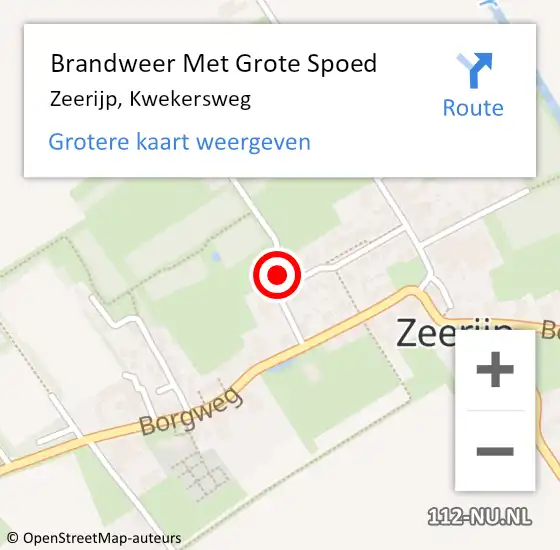 Locatie op kaart van de 112 melding: Brandweer Met Grote Spoed Naar Zeerijp, Kwekersweg op 22 december 2015 13:52