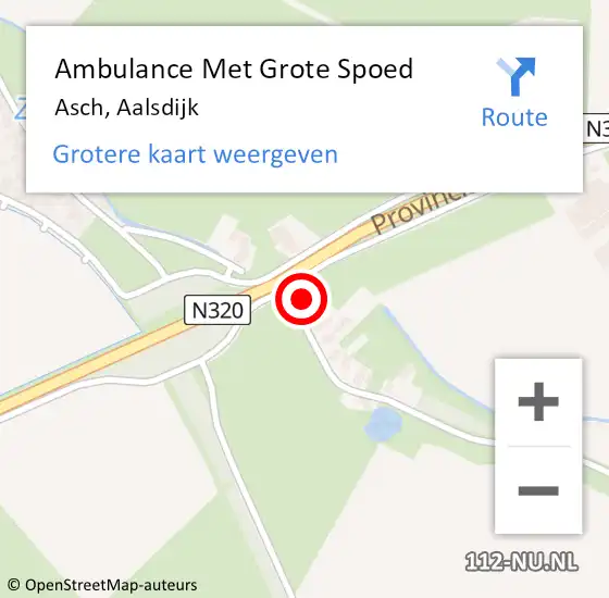 Locatie op kaart van de 112 melding: Ambulance Met Grote Spoed Naar Asch, Aalsdijk op 22 december 2015 14:13