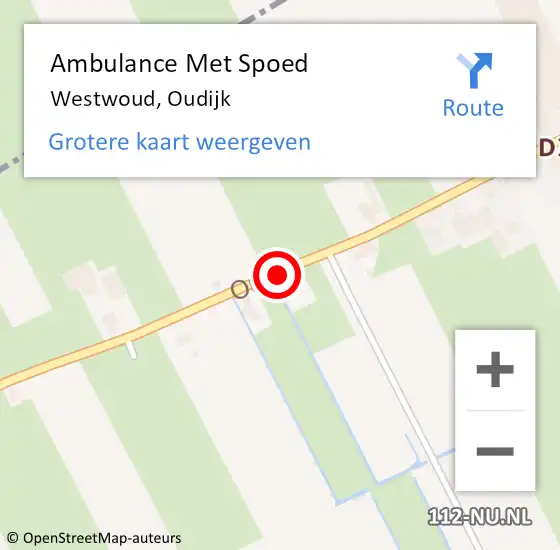 Locatie op kaart van de 112 melding: Ambulance Met Spoed Naar Westwoud, Oudijk op 22 december 2015 14:20