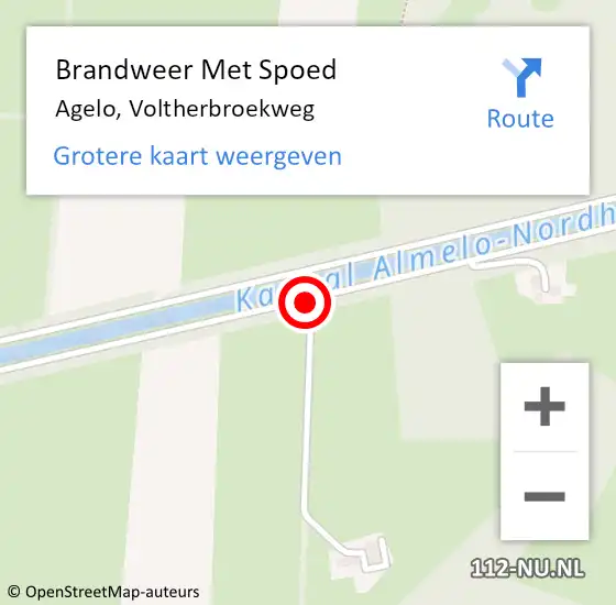 Locatie op kaart van de 112 melding: Brandweer Met Spoed Naar Agelo, Voltherbroekweg op 22 december 2015 14:32