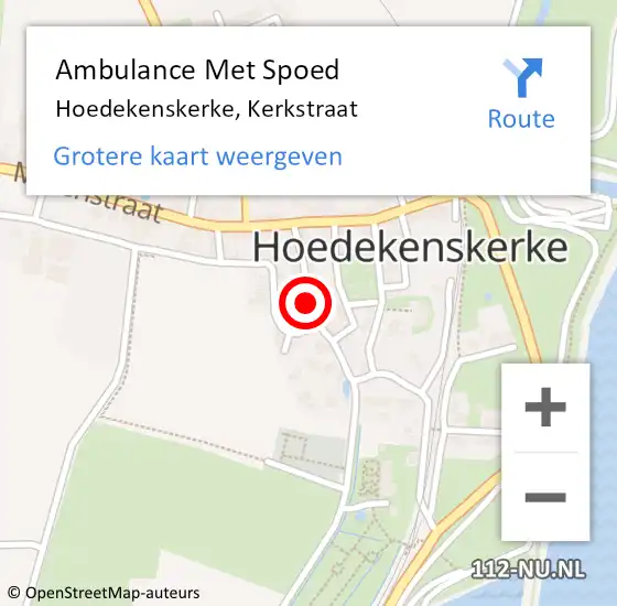 Locatie op kaart van de 112 melding: Ambulance Met Spoed Naar Hoedekenskerke, Kerkstraat op 22 december 2015 15:18