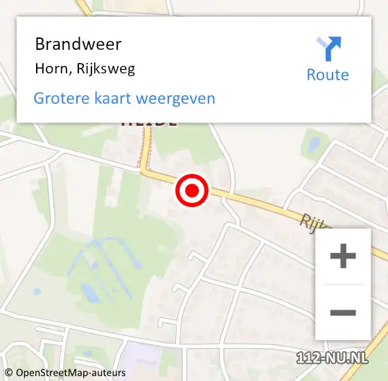 Locatie op kaart van de 112 melding: Brandweer Horn, Rijksweg op 22 december 2015 15:34