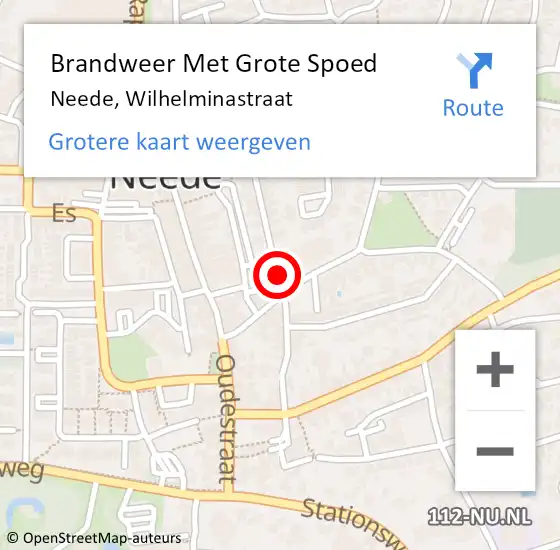 Locatie op kaart van de 112 melding: Brandweer Met Grote Spoed Naar Neede, Wilhelminastraat op 22 december 2015 15:43