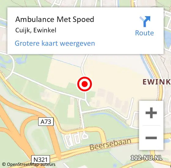 Locatie op kaart van de 112 melding: Ambulance Met Spoed Naar Cuijk, Ewinkel op 22 december 2015 16:28