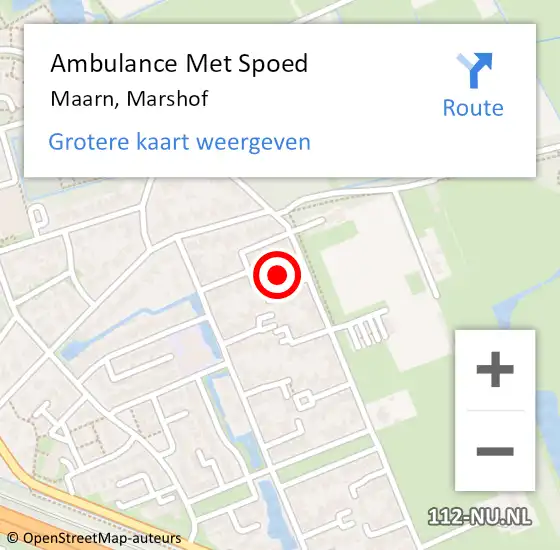 Locatie op kaart van de 112 melding: Ambulance Met Spoed Naar Maarn, Marshof op 22 december 2015 16:28