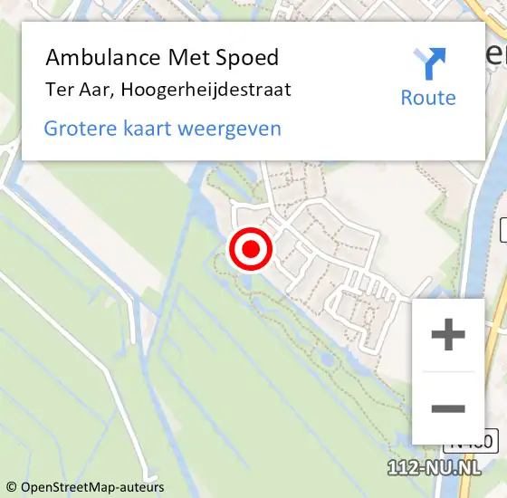 Locatie op kaart van de 112 melding: Ambulance Met Spoed Naar Ter Aar, Hoogerheijdestraat op 22 december 2015 16:32