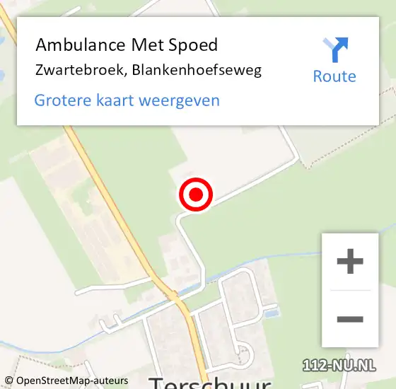 Locatie op kaart van de 112 melding: Ambulance Met Spoed Naar Zwartebroek, Blankenhoefseweg op 22 december 2015 19:04