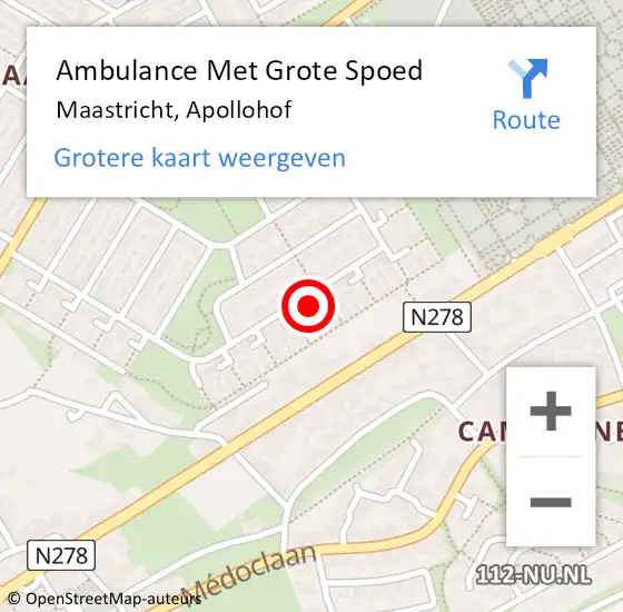 Locatie op kaart van de 112 melding: Ambulance Met Grote Spoed Naar Maastricht, Apollohof op 1 december 2013 01:55