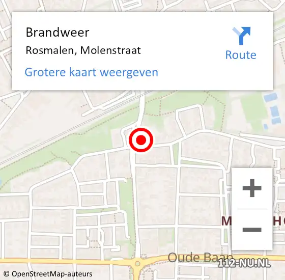 Locatie op kaart van de 112 melding: Brandweer Rosmalen, Molenstraat op 22 december 2015 20:29