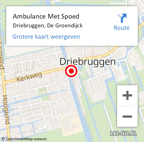 Locatie op kaart van de 112 melding: Ambulance Met Spoed Naar Driebruggen, De Groendijck op 22 december 2015 20:36