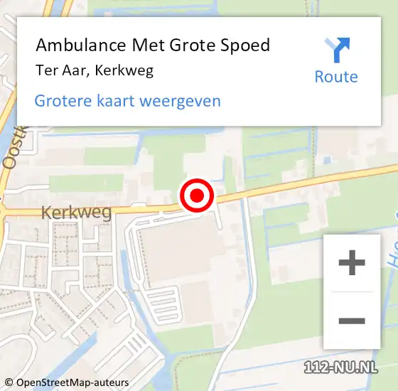 Locatie op kaart van de 112 melding: Ambulance Met Grote Spoed Naar Ter Aar, Kerkweg op 22 december 2015 20:48