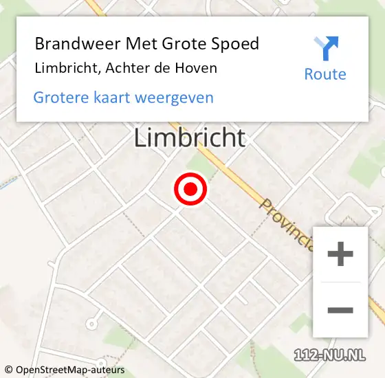 Locatie op kaart van de 112 melding: Brandweer Met Grote Spoed Naar Limbricht, Achter de Hoven op 22 december 2015 20:51