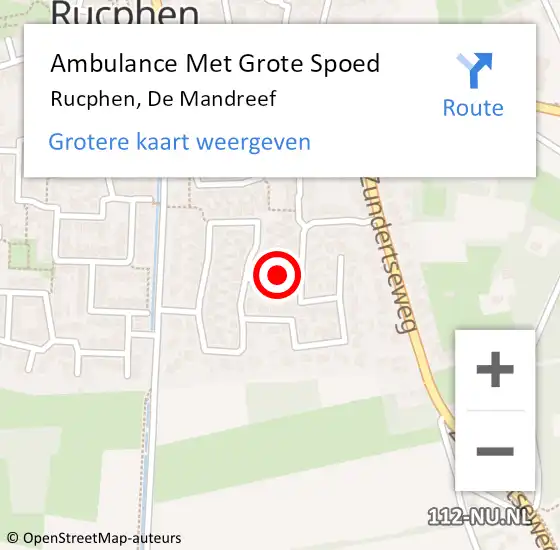 Locatie op kaart van de 112 melding: Ambulance Met Grote Spoed Naar Rucphen, De Mandreef op 22 december 2015 21:13