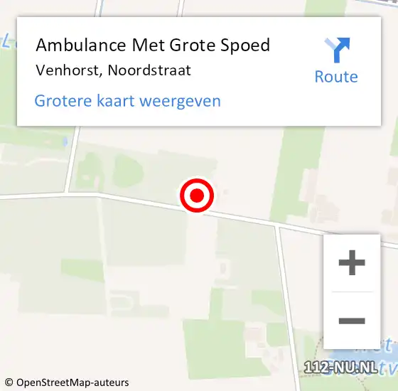 Locatie op kaart van de 112 melding: Ambulance Met Grote Spoed Naar Venhorst, Noordstraat op 22 december 2015 21:33