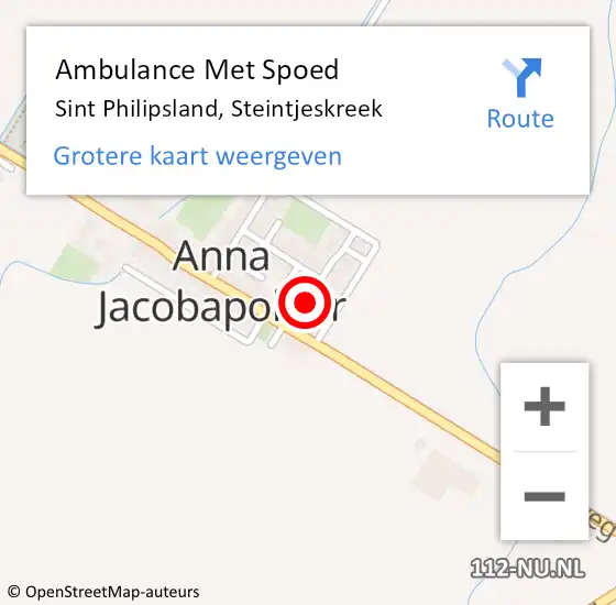 Locatie op kaart van de 112 melding: Ambulance Met Spoed Naar Sint Philipsland, Steintjeskreek op 22 december 2015 22:30