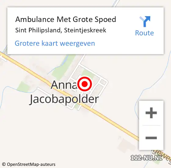 Locatie op kaart van de 112 melding: Ambulance Met Grote Spoed Naar Sint Philipsland, Steintjeskreek op 22 december 2015 22:36