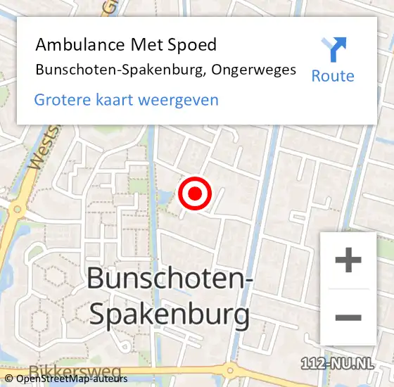 Locatie op kaart van de 112 melding: Ambulance Met Spoed Naar Bunschoten-Spakenburg, Ongerweges op 23 december 2015 00:55