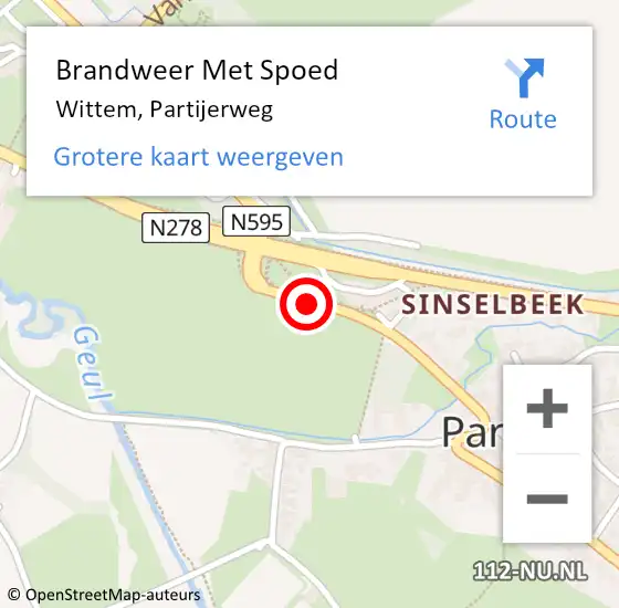 Locatie op kaart van de 112 melding: Brandweer Met Spoed Naar Wittem, Partijerweg op 23 december 2015 01:23