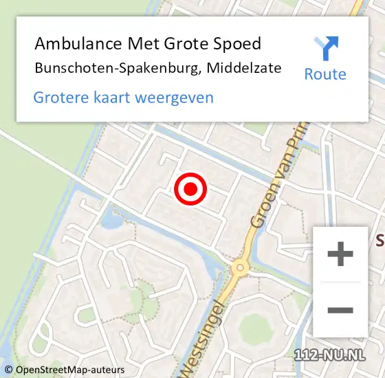 Locatie op kaart van de 112 melding: Ambulance Met Grote Spoed Naar Bunschoten-Spakenburg, Middelzate op 23 december 2015 04:25