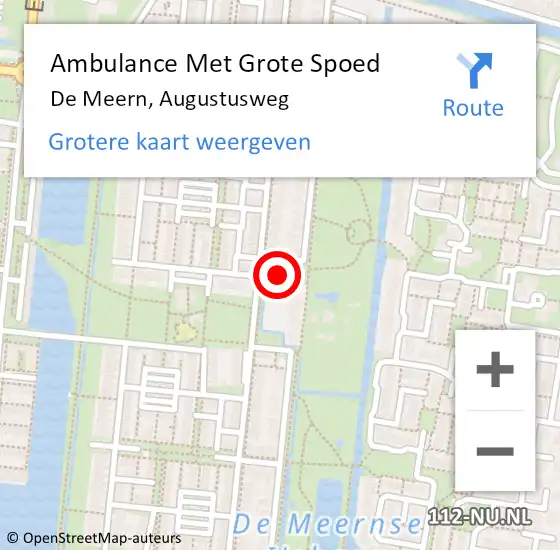 Locatie op kaart van de 112 melding: Ambulance Met Grote Spoed Naar De Meern, Augustusweg op 23 december 2015 04:25