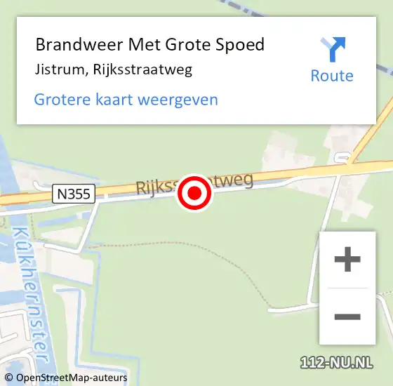 Locatie op kaart van de 112 melding: Brandweer Met Grote Spoed Naar Jistrum, Rijksstraatweg op 23 december 2015 06:47