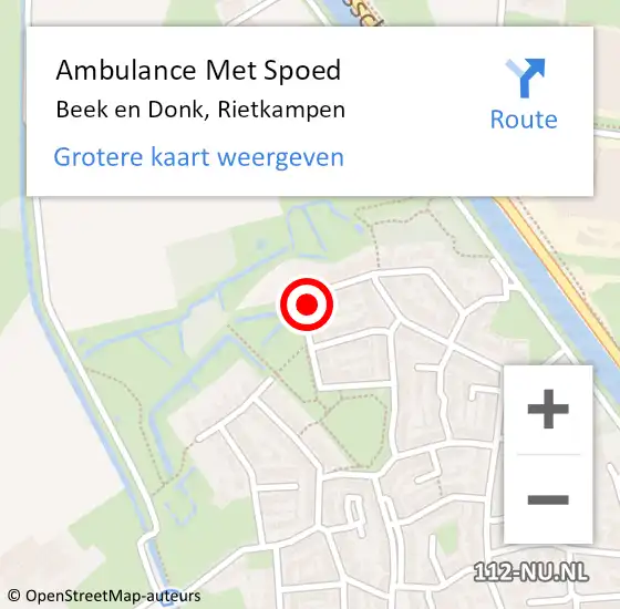 Locatie op kaart van de 112 melding: Ambulance Met Spoed Naar Beek en Donk, Rietkampen op 23 december 2015 07:06