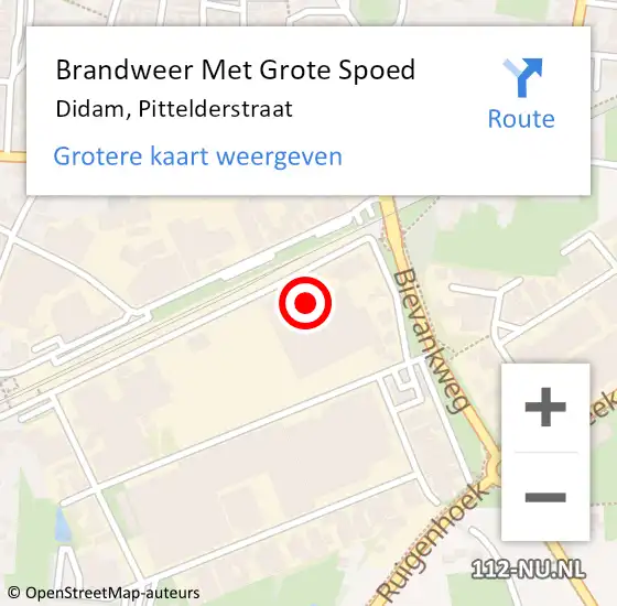 Locatie op kaart van de 112 melding: Brandweer Met Grote Spoed Naar Didam, Pittelderstraat op 23 december 2015 07:48