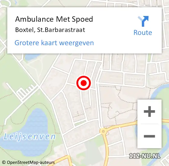 Locatie op kaart van de 112 melding: Ambulance Met Spoed Naar Boxtel, St.Barbarastraat op 23 december 2015 08:08